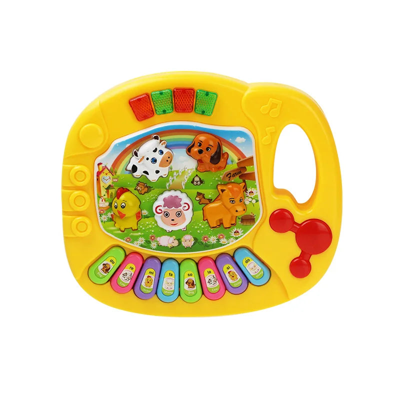 Jouet Musical avec Sons d'Animaux pour Bébé - Piano Clavier Électrique Clignotant - le coffre a jouets- B Jaune