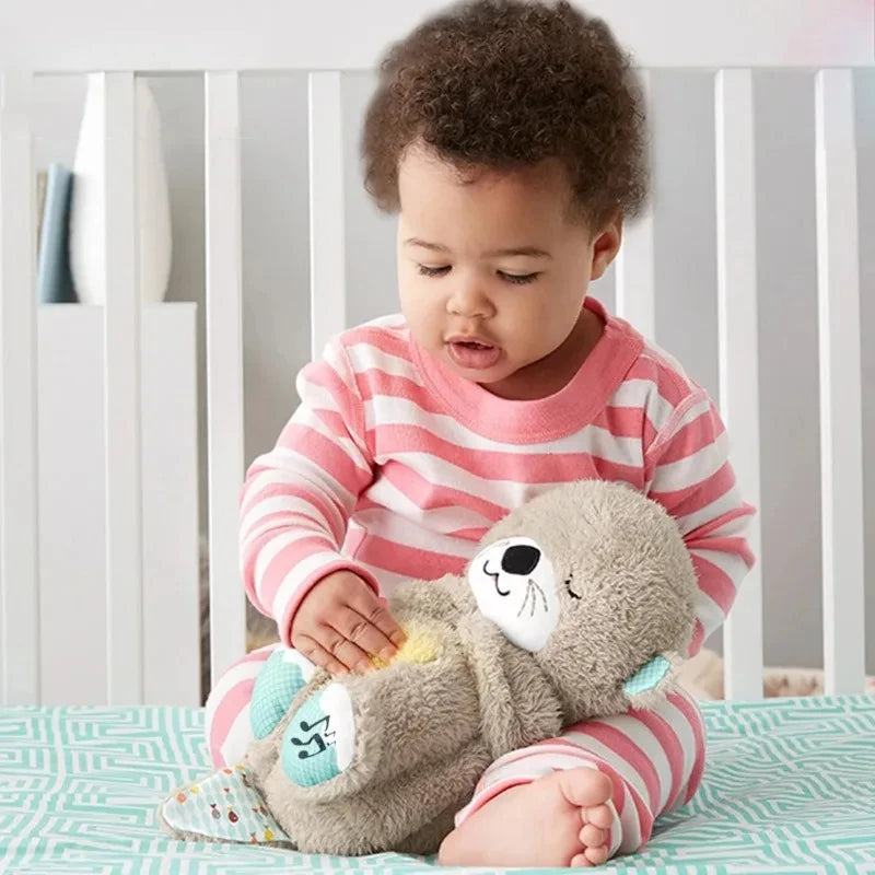 Jouet Apaisant en Peluche pour Bébé - Ours Respirant avec Musique, Lumières et Sons | Compagnon de Sommeil Doux - le coffre a jouets- Loutre pourpre / 30CM
