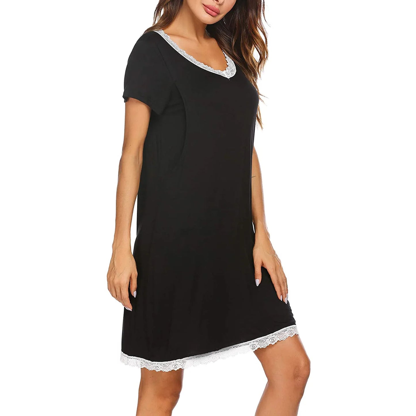 Vêtements de nuit de maternité pour femmes enceintes, vêtements de nuit d'allaitement, col en V, robe de nuit