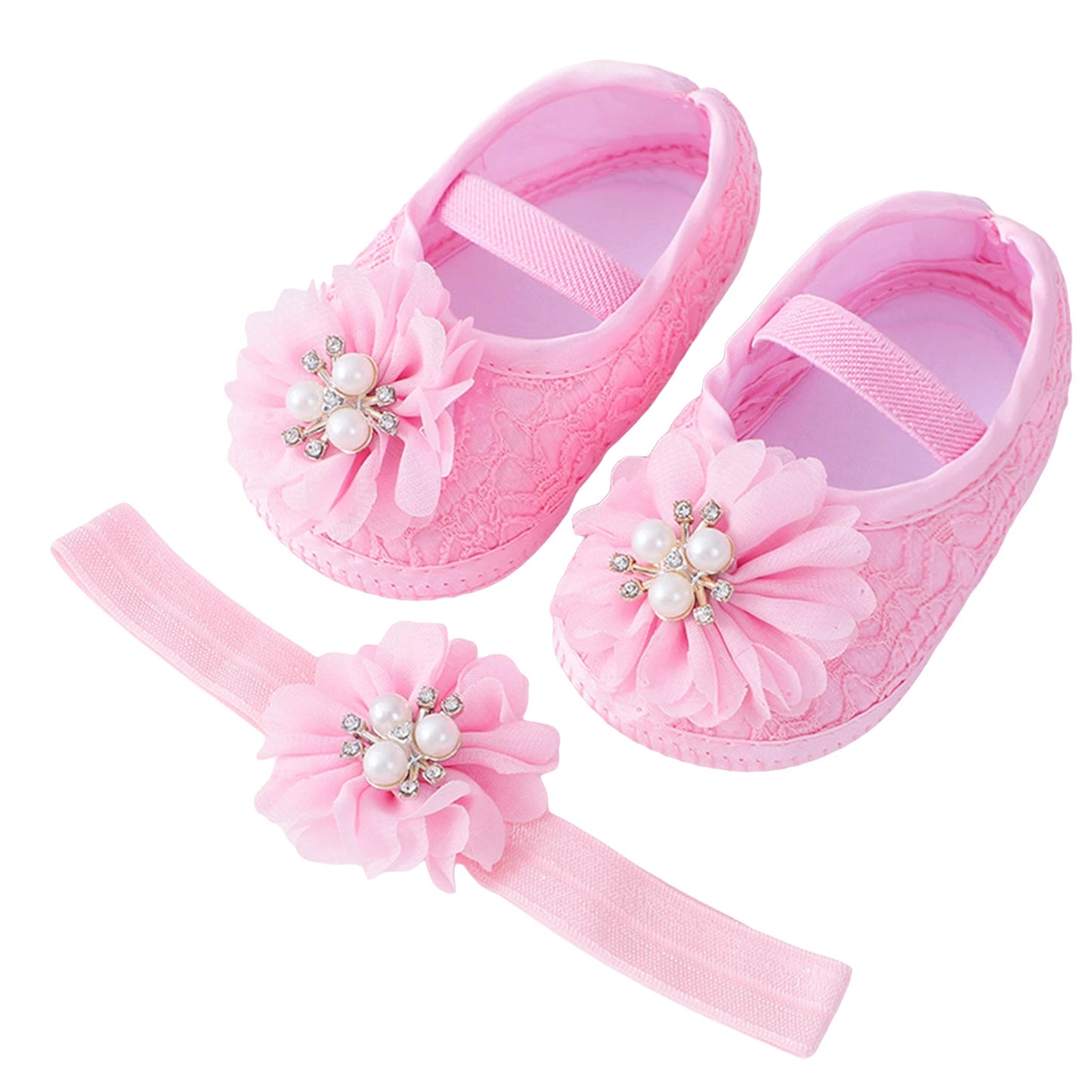 Chaussures plates avec bande de sauna pour bébé fille - le coffre a jouets- Rose / 0-6 mois