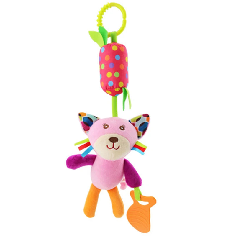 Jouet d'Éveil Sensoriel Bébé - Hochet Suspendu en Peluche | Jouet Musical et Apprentissage Doux pour Poussette, Lit, Berceau - le coffre a jouets- chat 026