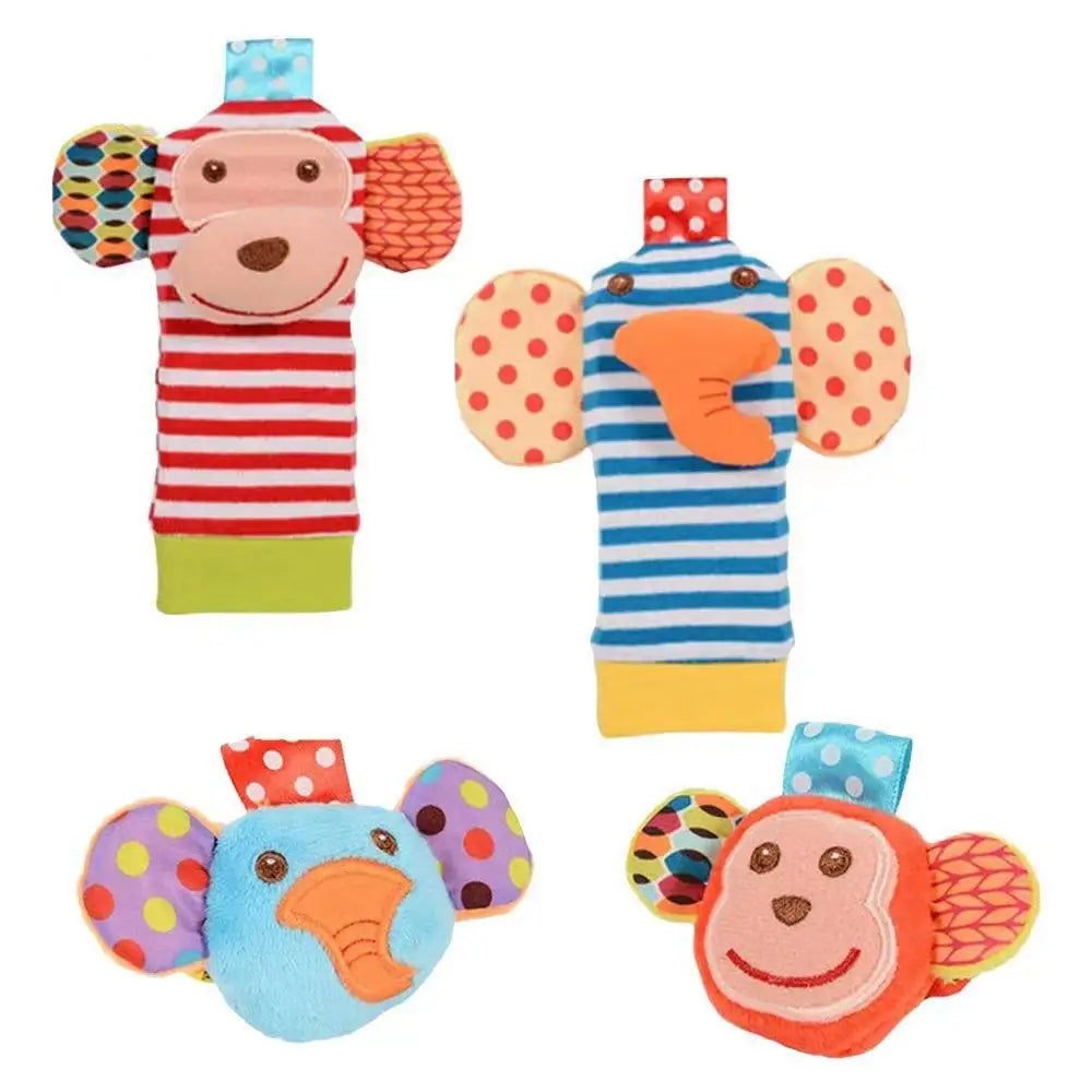 Hochets pour Bébé de 0 à 24 Mois – Jouets en Peluche Douce pour le Développement Éducatif - le coffre a jouets- Singe 4PCS