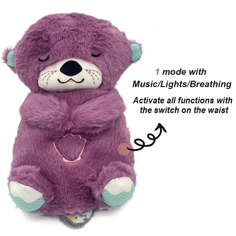 Jouet Apaisant en Peluche pour Bébé - Ours Respirant avec Musique, Lumières et Sons | Compagnon de Sommeil Doux - le coffre a jouets- Loutre pourpre / 30CM
