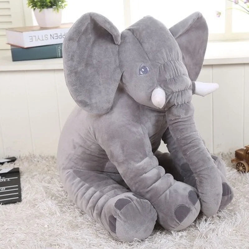 Éléphant en Peluche Douce – Oreiller Confortable pour Enfants - le coffre a jouets- Gris / 60cm