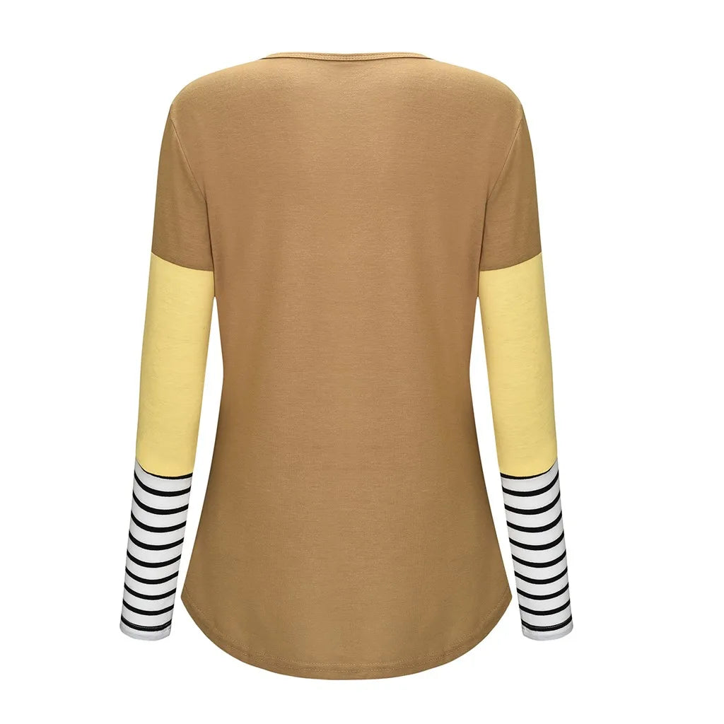 T-shirt à manches longues pour femmes enceintes, chemise d'allaitement, chemise d'allaitement, couture de document, mode décontractée
