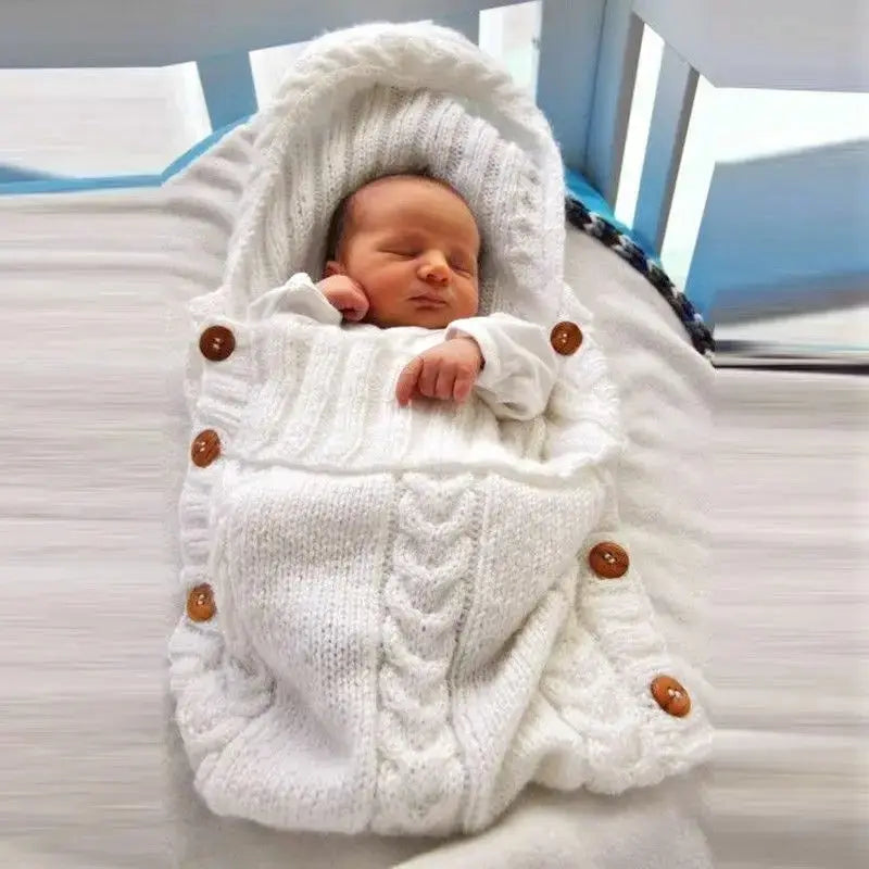 Couverture d'emmaillotage douillette 𧶠| Confort et style pour bébé (0-24 mois) - le coffre a jouets- Blanc