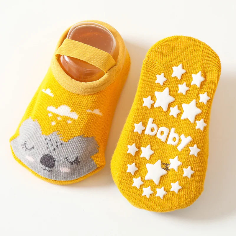 Chaussettes Antidérapantes Bébé - Motif Dessin Animé | Gardent au Chaud, Semelle en Caoutchouc pour Filles et Garçons - le coffre a jouets- Koala / S pour 0-1ans