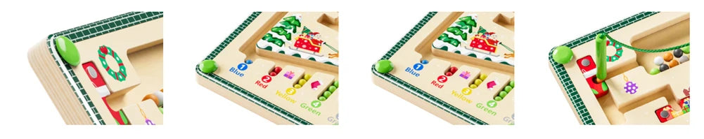 Labyrinthe Magnétique en Bois avec Numéros - Jouet Éducatif Montessori - le coffre a jouets- Style océanique