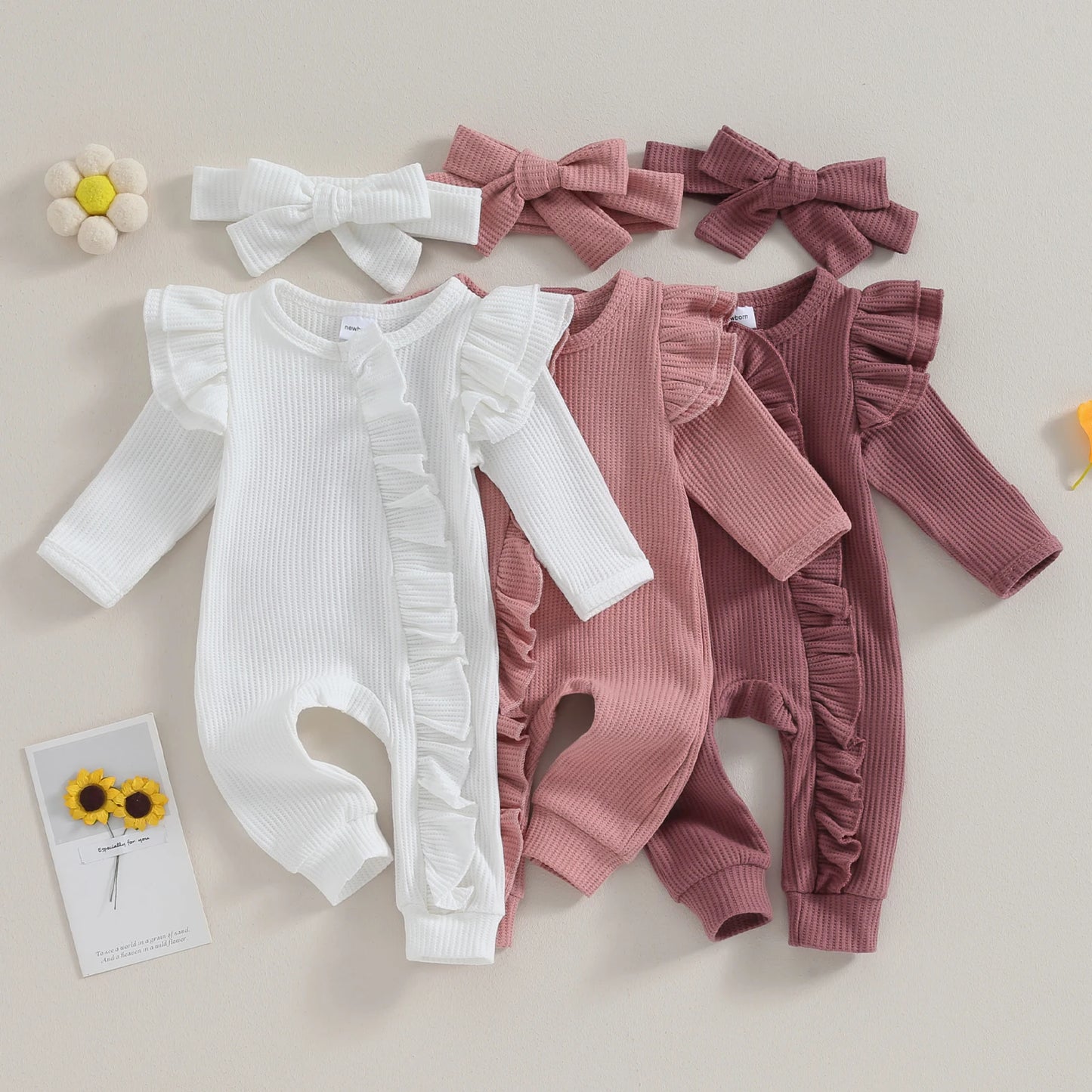 Pudcoco-Barboteuse à glissière à volants avec nœud pour bébé fille - le coffre a jouets- Blanc / 6M