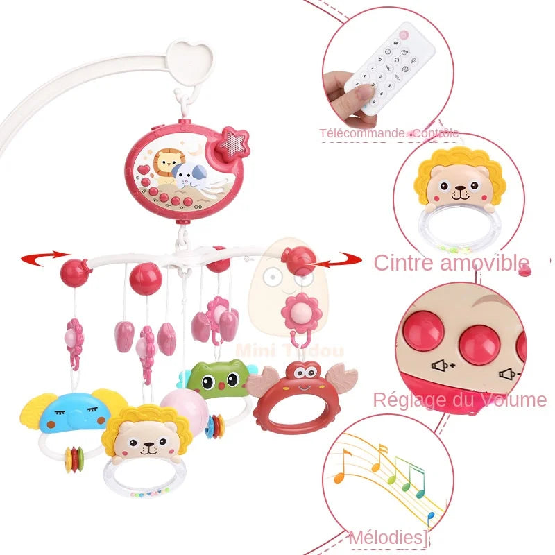Mobile Musical Bébé Rotatif avec Projecteur et Veilleuse | Jouet d'Éveil Éducatif pour Berceau - Idéal comme Cadeau de Naissance - le coffre a jouets- bleu foncé