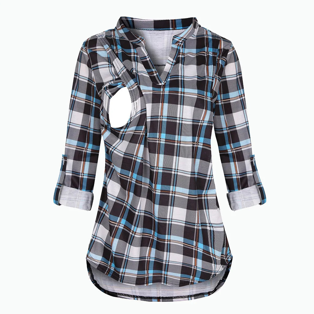 T-shirt d'Allaitement à Manches sulfet Col en V pour Femme Enceinte, Vêtement en Y Solide