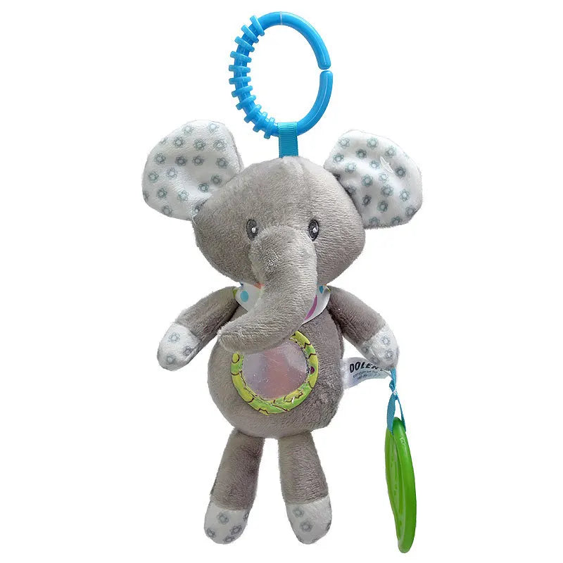 Jouet d'Éveil Sensoriel Bébé - Hochet Suspendu en Peluche | Jouet Musical et Apprentissage Doux pour Poussette, Lit, Berceau - le coffre a jouets- éléphant 563