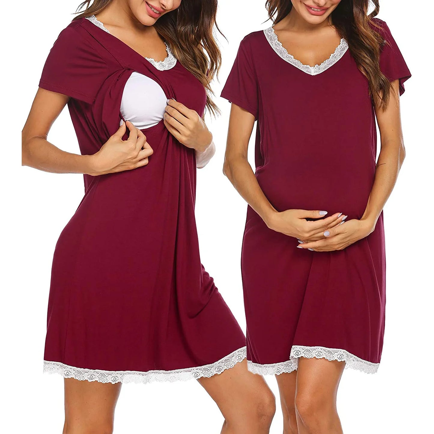 Vêtements de nuit de maternité pour femmes enceintes, vêtements de nuit d'allaitement, col en V, robe de nuit