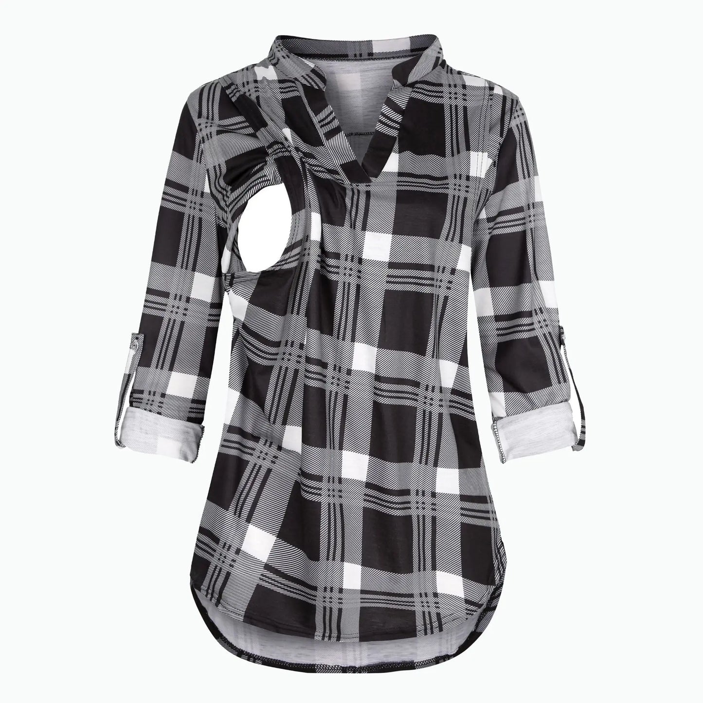 T-shirt d'Allaitement à Manches sulfet Col en V pour Femme Enceinte, Vêtement en Y Solide