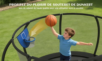 Trampoline Extérieur 12FT avec Filet de Protection 360° et Échelle Antidérapante