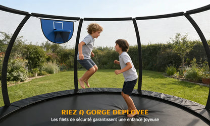 Trampoline Extérieur 12FT avec Filet de Protection 360° et Échelle Antidérapante