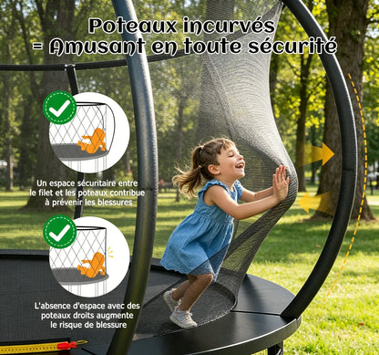 Trampoline Extérieur 12FT avec Filet de Protection 360° et Échelle Antidérapante