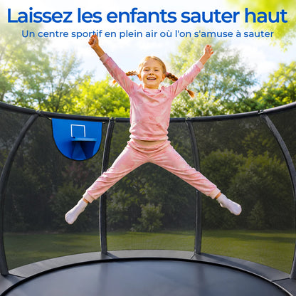 Trampoline Extérieur 12FT avec Filet de Protection 360° et Échelle Antidérapante