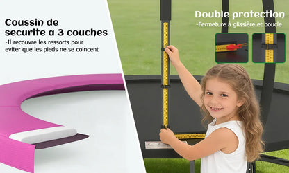 Trampoline Extérieur 12FT avec Filet de Protection 360° et Échelle Antidérapante