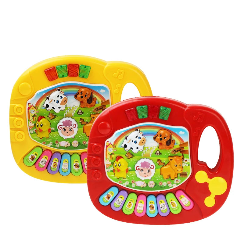 Jouet Musical avec Sons d'Animaux pour Bébé - Piano Clavier Électrique Clignotant - le coffre a jouets- A Rouge