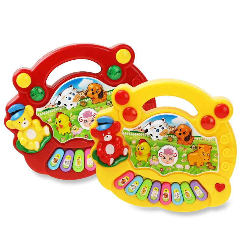 Jouet Musical avec Sons d'Animaux pour Bébé - Piano Clavier Électrique Clignotant - le coffre a jouets- A Rouge