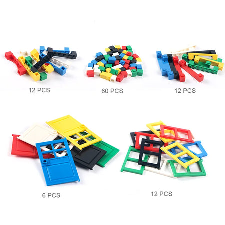 Lot de 102 Pièces – Portes et Fenêtres en Brique pour Construction Créative