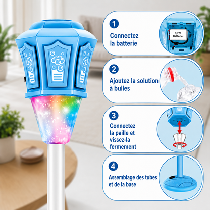 Machine à Bulles Automatique avec Support, Lumières et Musique