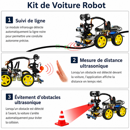 Voiture Robot Programmable 4x4 Arduino avec WiFi, Bluetooth et Caméra