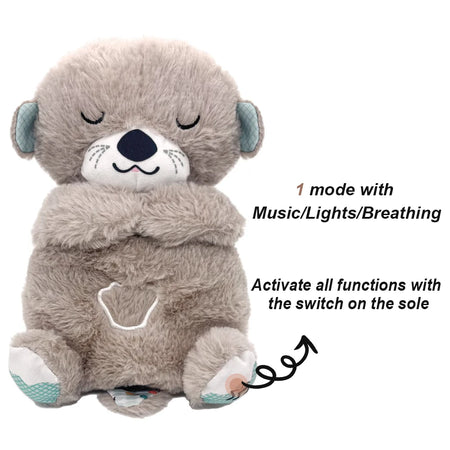 Jouet Apaisant en Peluche pour Bébé - Ours Respirant avec Musique, Lumières et Sons | Compagnon de Sommeil Doux - le coffre a jouets- Loutre grise / 30CM