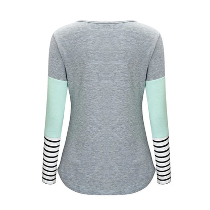 T-shirt à manches longues pour femmes enceintes, chemise d'allaitement, chemise d'allaitement, couture de document, mode décontractée