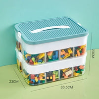 Boîte de Rangement Empilable pour Jouets et Lego - le coffre a jouets- 2 couches Vert