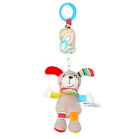 Jouet d'Éveil Sensoriel Bébé - Hochet Suspendu en Peluche | Jouet Musical et Apprentissage Doux pour Poussette, Lit, Berceau - le coffre a jouets- chien 778