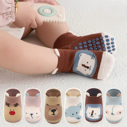 Chaussettes sol bébé garçon/fille – Coton respirant et anti-glisse