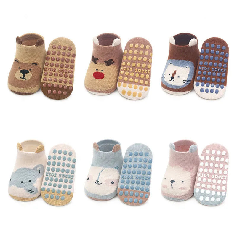 Chaussettes sol bébé garçon/fille – Coton respirant et anti-glisse