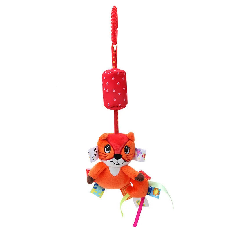 Jouet d'Éveil Sensoriel Bébé - Hochet Suspendu en Peluche | Jouet Musical et Apprentissage Doux pour Poussette, Lit, Berceau - le coffre a jouets- renard 562