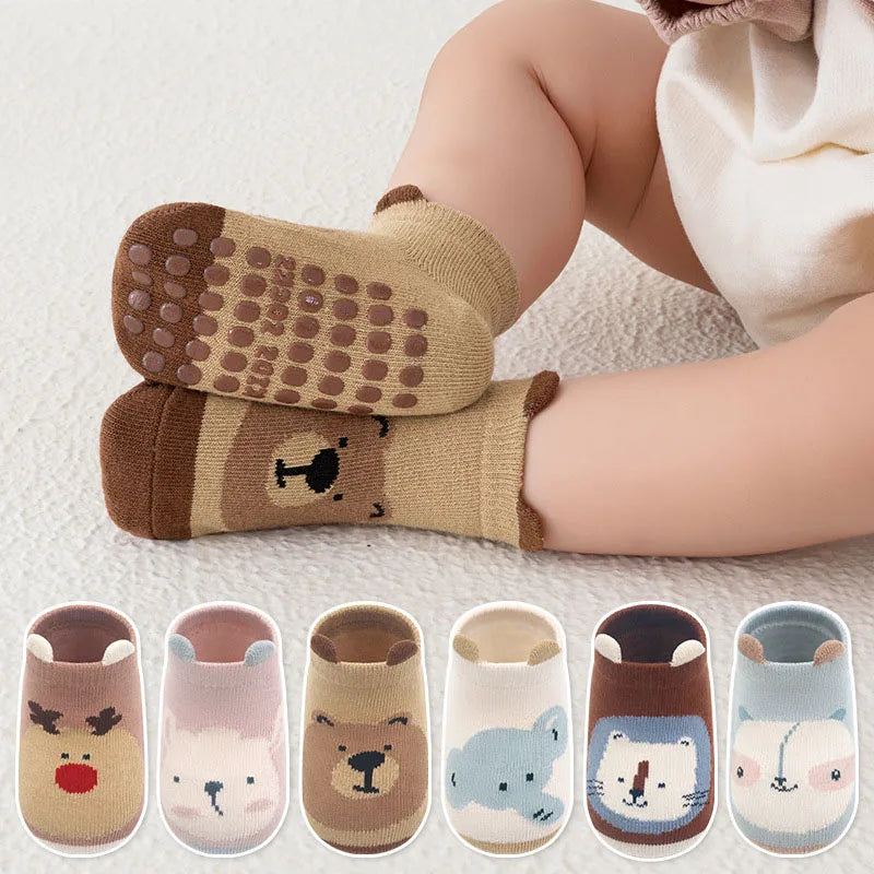 Chaussettes sol bébé garçon/fille – Coton respirant et anti-glisse