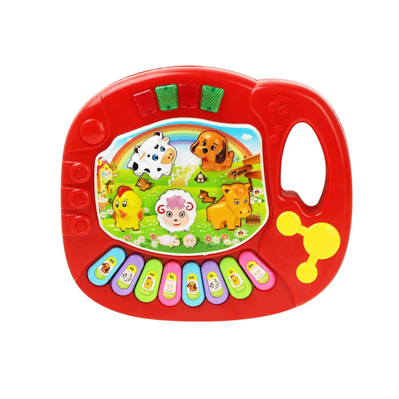 Jouet Musical avec Sons d'Animaux pour Bébé - Piano Clavier Électrique Clignotant - le coffre a jouets- B Rouge