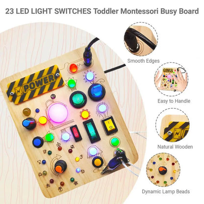 Planche occupée Montessori LED - Jouet éducatif & sensoriel en bois