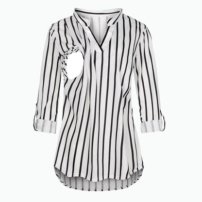 T-shirt d'Allaitement à Manches sulfet Col en V pour Femme Enceinte, Vêtement en Y Solide