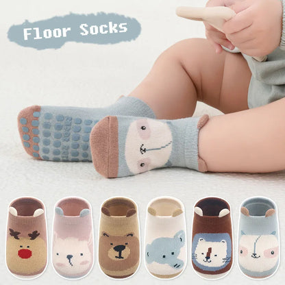 Chaussettes sol bébé garçon/fille – Coton respirant et anti-glisse