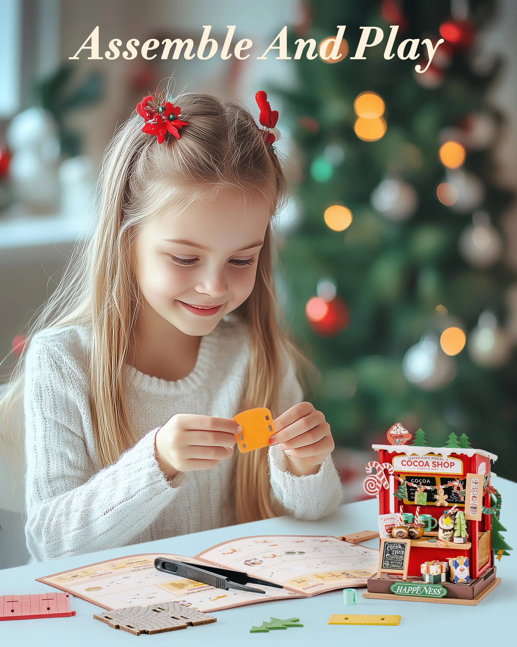 Maison Miniature de Noël Rolife – Un Chef-d'œuvre DIY pour les Fêtes - le coffre a jouets- Maison de Noël