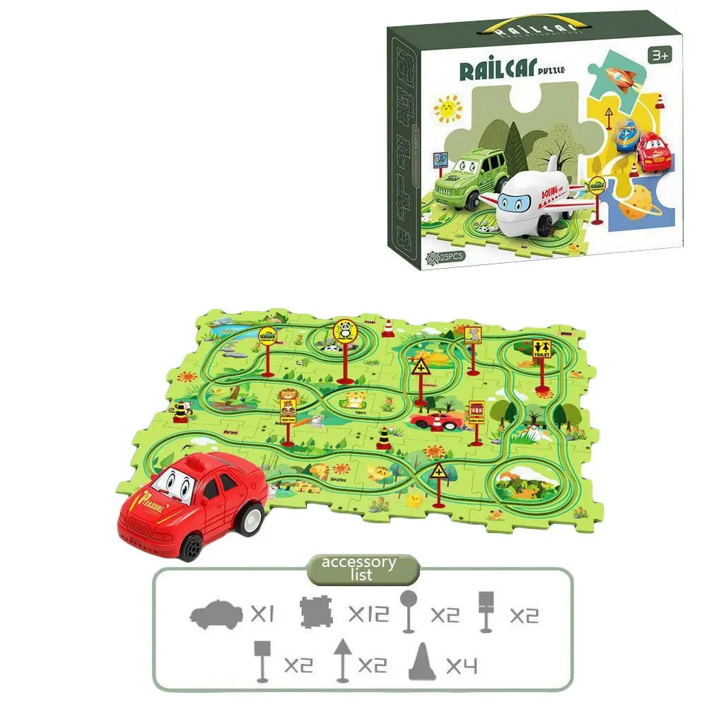 Puzzle de piste de voiture – Jouet éducatif et amusant pour enfants 🚗✨