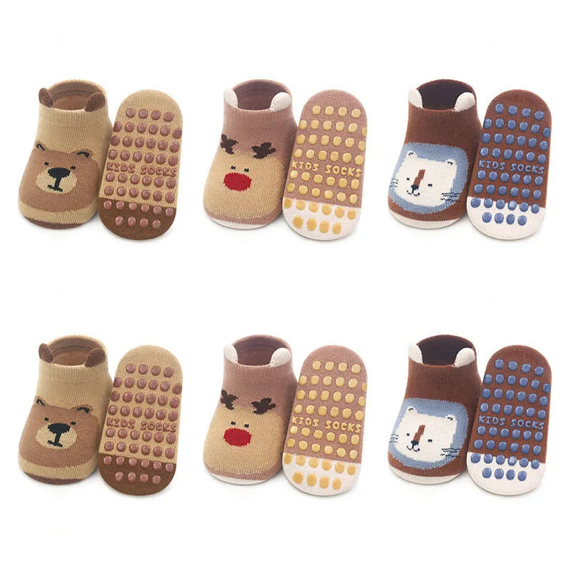 Chaussettes sol bébé garçon/fille – Coton respirant et anti-glisse