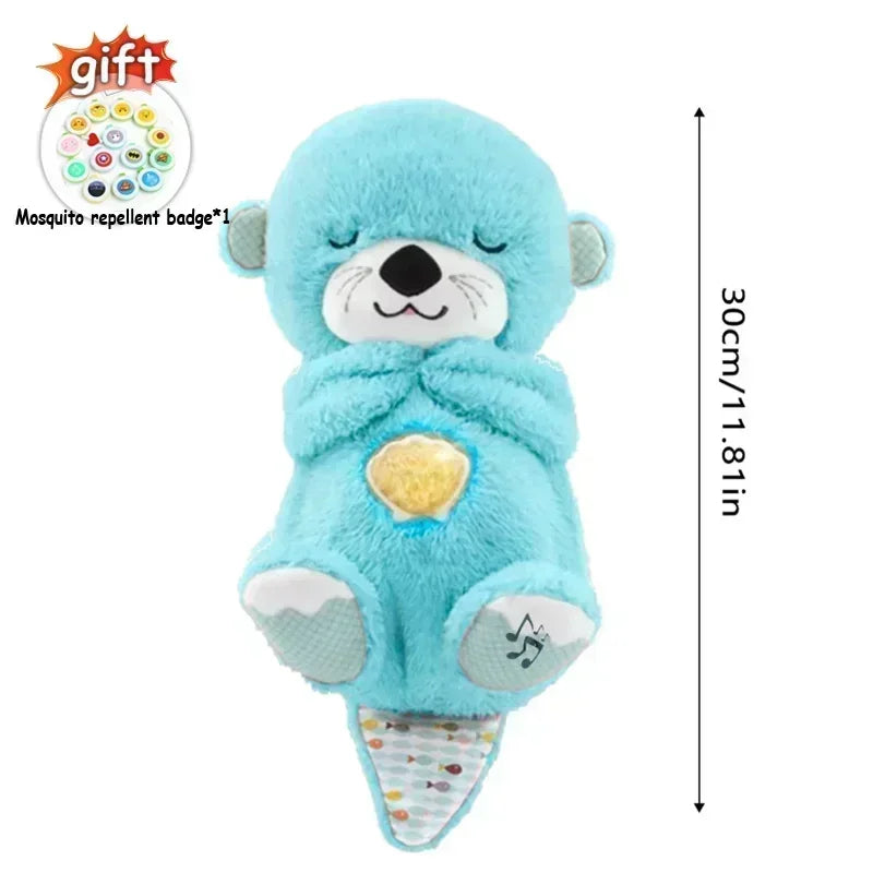 Baby Breathing Bear Baby Soothing Otter Plush Doll Toy Baby Kids Soothing Music Sleeping Companion Sound and Light Doll Toy Gift