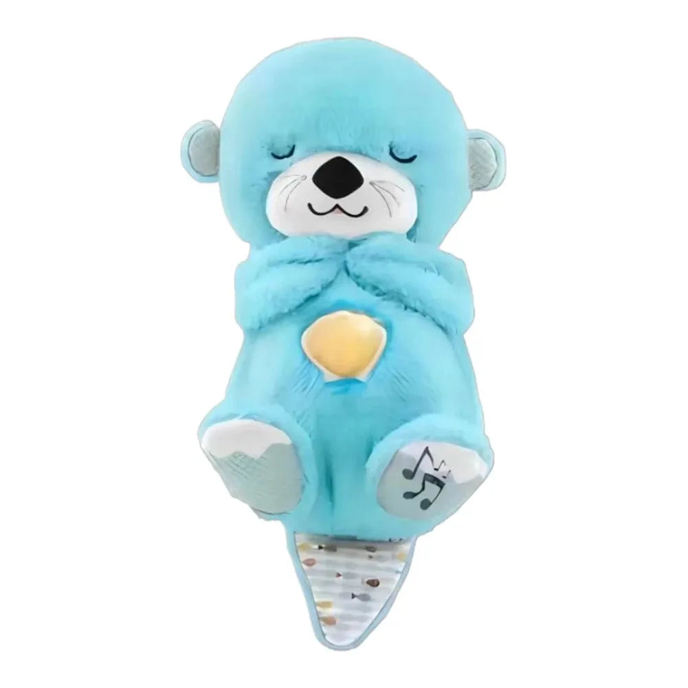 Baby Breathing Bear Baby Soothing Otters Plush Doll Toy Baby Kid Soothing Music Sleeping Companion Sound and Light Doll Toy Gift