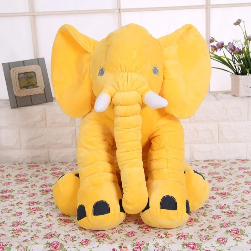Éléphant en Peluche Douce – Oreiller Confortable pour Enfants - le coffre a jouets- Jaune / 60cm