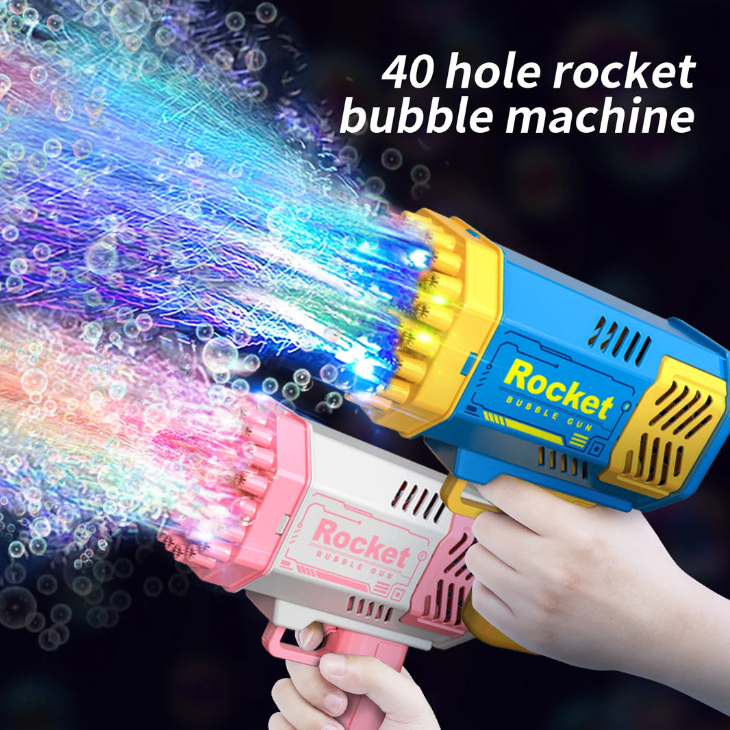 Pistolet à Bulles Électrique LED 40 Trous pour Enfants