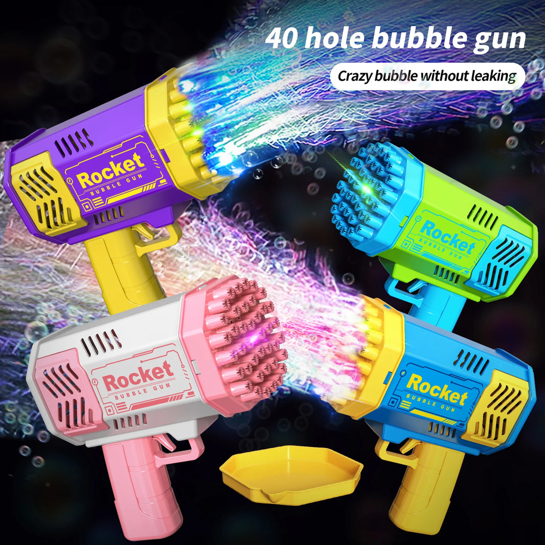 Pistolet à Bulles Électrique LED 40 Trous pour Enfants
