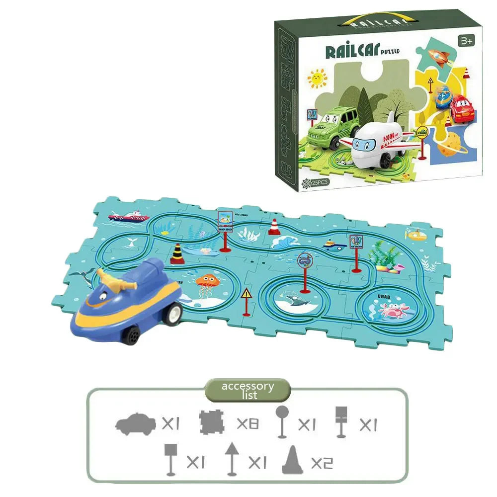 Puzzle de piste de voiture – Jouet éducatif et amusant pour enfants 🚗✨