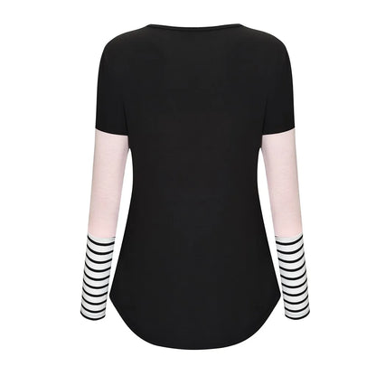T-shirt à manches longues pour femmes enceintes, chemise d'allaitement, chemise d'allaitement, couture de document, mode décontractée